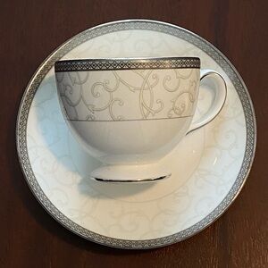 Wedgwood Celestial Platinum Teacup Cup Saucer Bone China